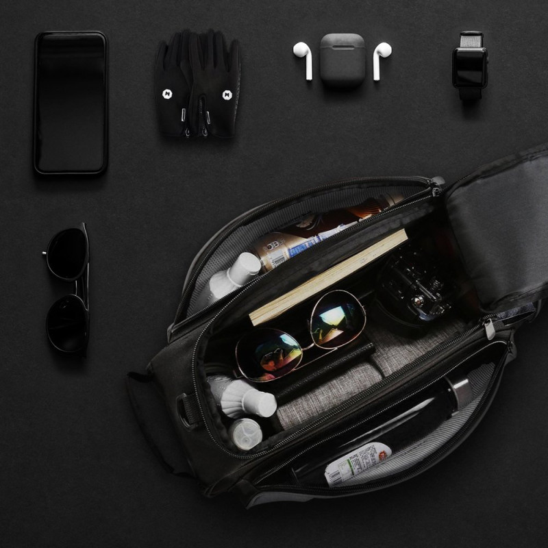 Dviračių laikymo krepšys su dirželiu per petį 13l juodas