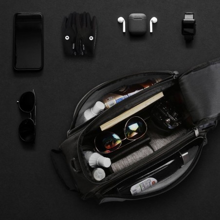 Dviračių laikymo krepšys su dirželiu per petį 13l juodas