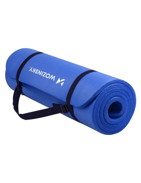 Mankštos kilimėlis 181 x 63 x 0,9 cm storio jogos kilimėlis mėlynas