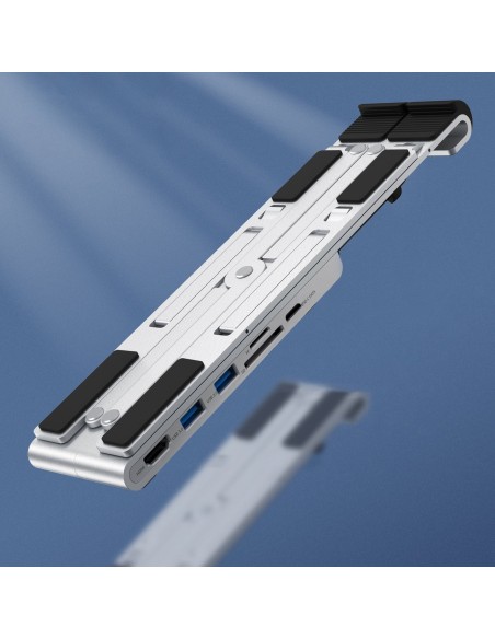 Stovas nešiojamam kompiuteriui PD USB-C HDMI 2xUSB-A 1xUSB-C 1xSD 1xTF juodas Stovas nešiojamam kompiuteriui PD USB-C HDMI 2xUSB-A 1xUSB-C 1xSD 1xTF juodas