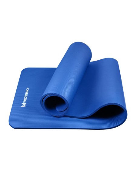 Mankštos kilimėlis 181 x 63 x 0,9 cm storio jogos kilimėlis mėlynas