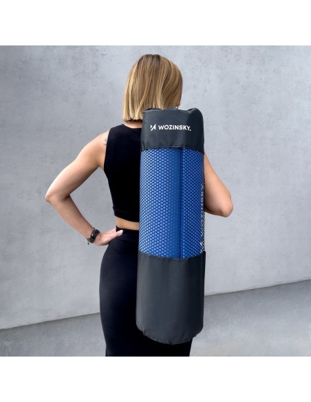 Mankštos kilimėlis 181 x 63 x 0,9 cm storio jogos kilimėlis mėlynas