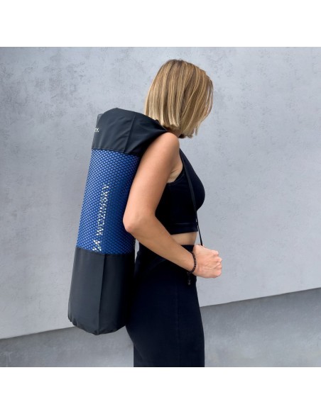 Mankštos kilimėlis 181 x 63 x 0,9 cm storio jogos kilimėlis mėlynas