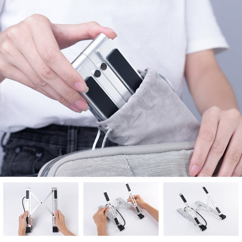 Stovas nešiojamam kompiuteriui PD USB-C HDMI 2xUSB-A 1xUSB-C 1xSD 1xTF juodas