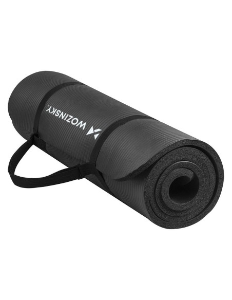 Mankštos kilimėlis 181 x 63 x 0,9 cm storio jogos kilimėlis juodas