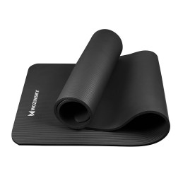 Mankštos kilimėlis 181 x 63 x 0,9 cm storio jogos kilimėlis juodas