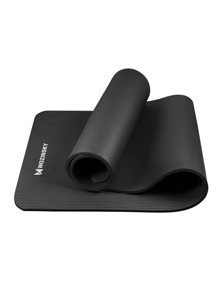 Mankštos kilimėlis 181 x 63 x 0,9 cm storio jogos kilimėlis juodas