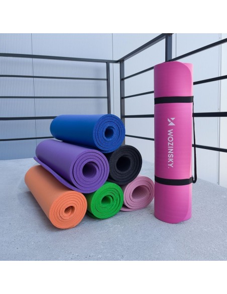 Mankštos kilimėlis 181 x 63 x 0,9 cm storio jogos kilimėlis juodas