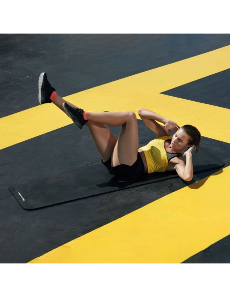 Mankštos kilimėlis 181 x 63 x 0,9 cm storio jogos kilimėlis juodas