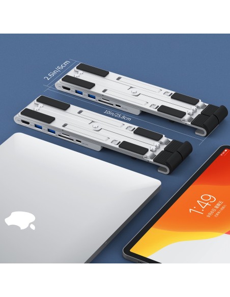 Stovas nešiojamam kompiuteriui PD USB-C HDMI 2xUSB-A 1xUSB-C 1xSD 1xTF juodas Stovas nešiojamam kompiuteriui PD USB-C HDMI 2xUSB-A 1xUSB-C 1xSD 1xTF juodas