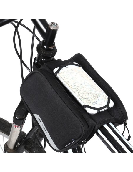 Dviračio rėmo krepšio telefono laikiklis iki 6,5 colio 1,5 l juodas