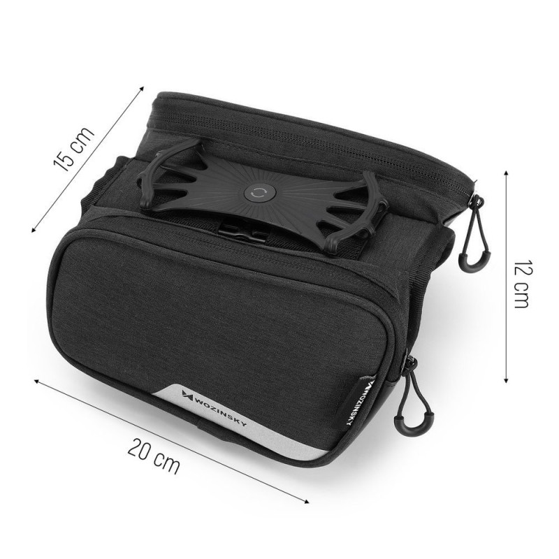 Dviračio rėmo krepšio telefono laikiklis iki 6,5 colio 1,5 l juodas