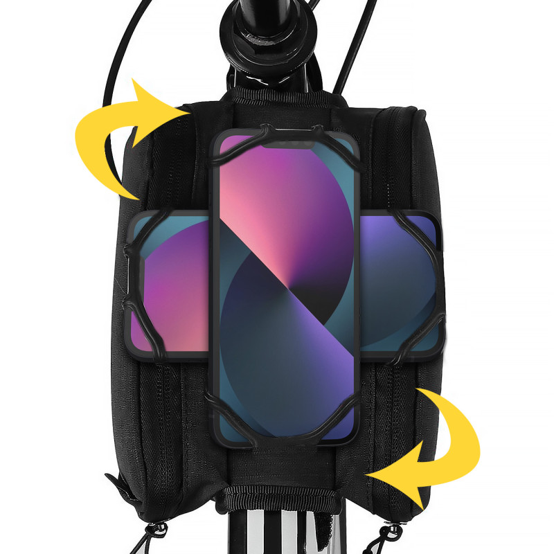 Dviračio rėmo krepšio telefono laikiklis iki 6,5 colio 1,5 l juodas