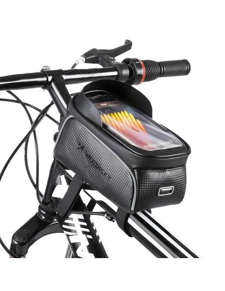 Dviračio rėmo krepšys su telefono dėklu 2 l juodos spalvos