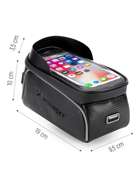 Dviračio rėmo krepšys su telefono dėklu 2 l juodos spalvos