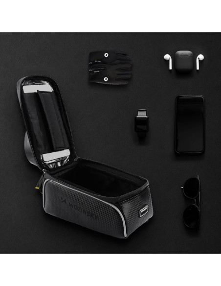 Dviračio rėmo krepšys su telefono dėklu 2 l juodos spalvos