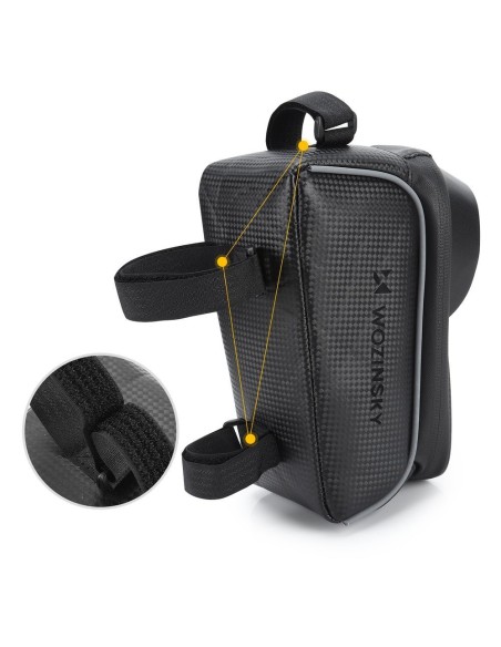 Dviračio rėmo krepšys su telefono dėklu 2 l juodos spalvos