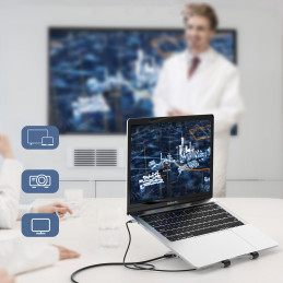 Stovas nešiojamam kompiuteriui PD USB-C HDMI 2xUSB-A 1xUSB-C 1xSD 1xTF juodas