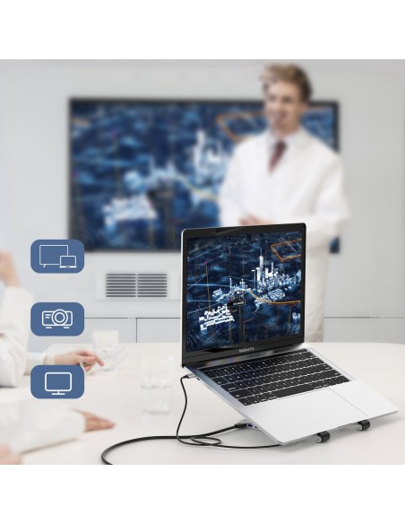 Stovas nešiojamam kompiuteriui PD USB-C HDMI 2xUSB-A 1xUSB-C 1xSD 1xTF juodas Stovas nešiojamam kompiuteriui PD USB-C HDMI 2xUSB-A 1xUSB-C 1xSD 1xTF juodas