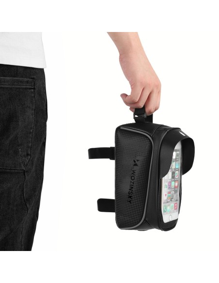 Dviračio rėmo krepšys su telefono dėklu 2 l juodos spalvos