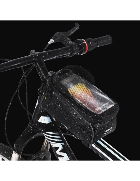 Dviračio rėmo krepšys su telefono dėklu 2 l juodos spalvos