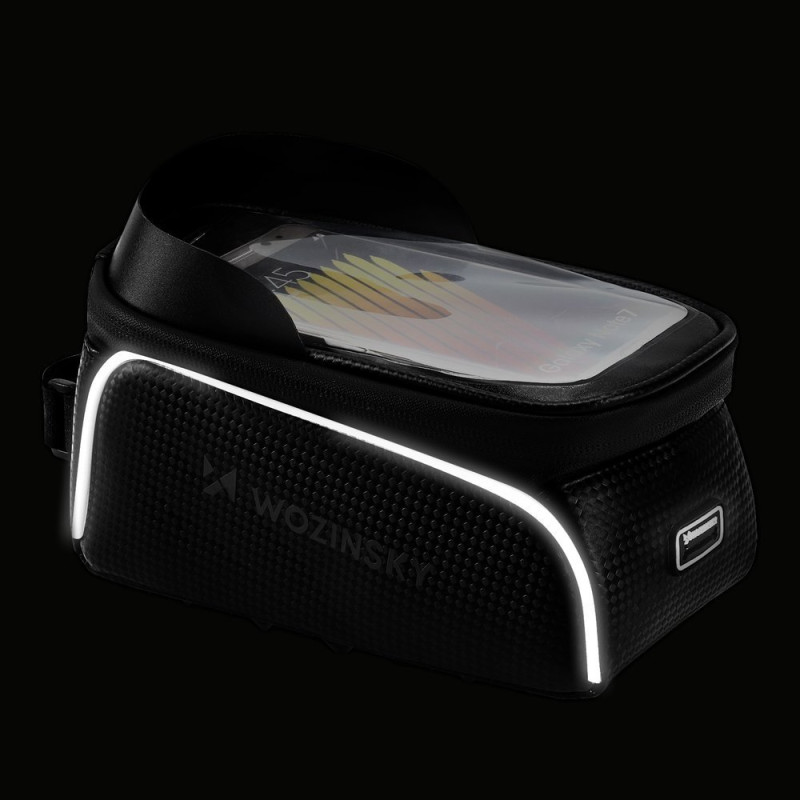 Dviračio rėmo krepšys su telefono dėklu 2 l juodos spalvos