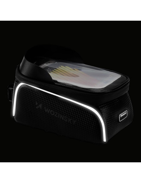 Dviračio rėmo krepšys su telefono dėklu 2 l juodos spalvos