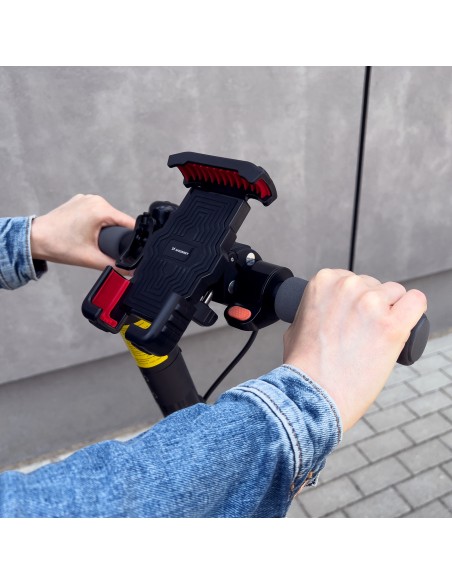 Šarvuotas metalinis telefono / motorolerio / motociklo laikiklis juodas