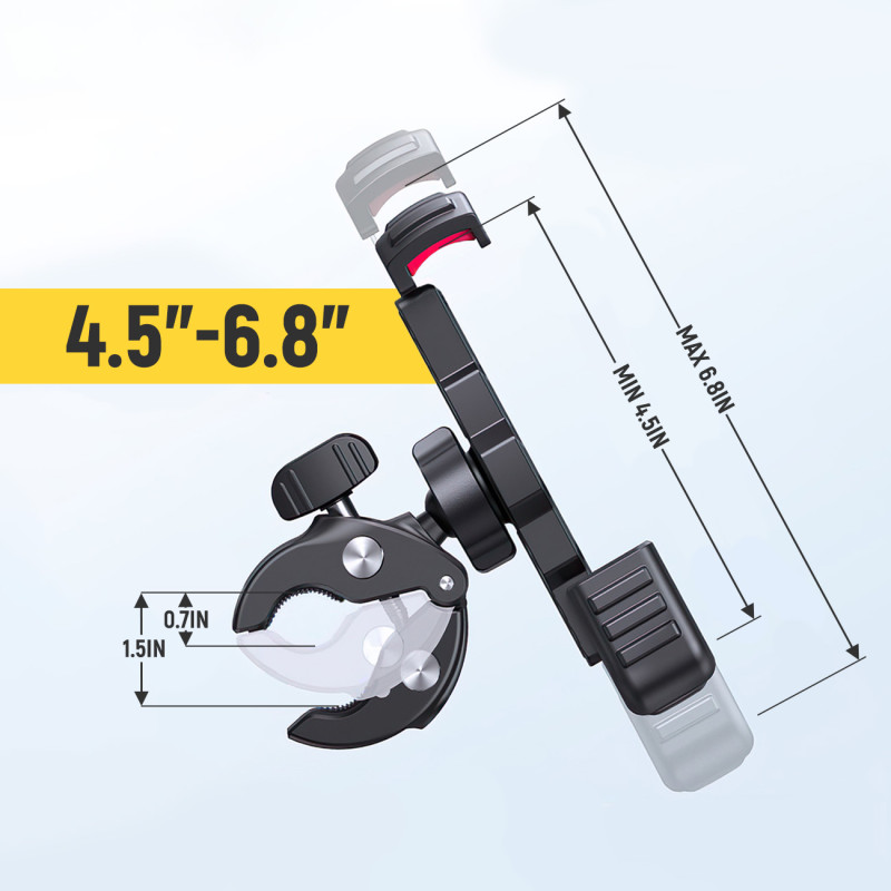Šarvuotas metalinis telefono / motorolerio / motociklo laikiklis juodas