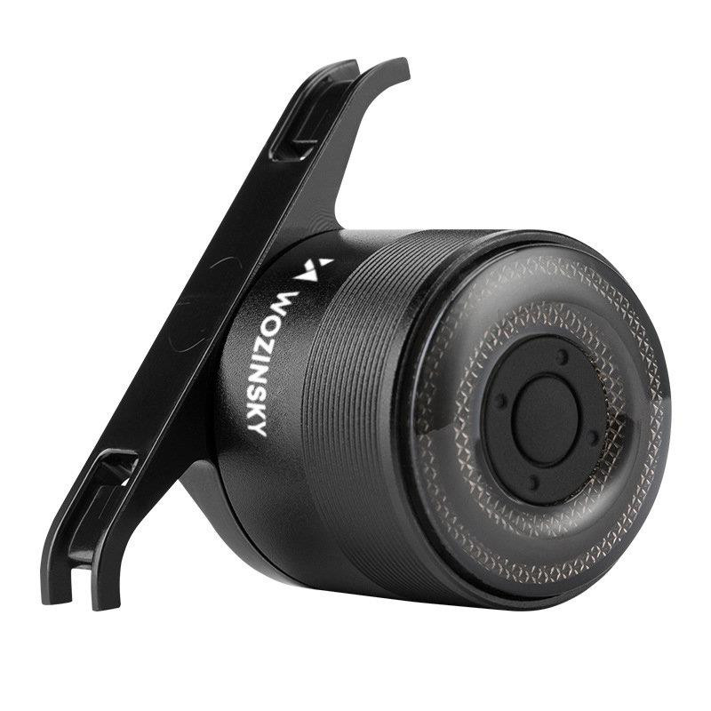 LED galinis dviračio žibintas su mikro USB raudona lempute 5 režimai juodi