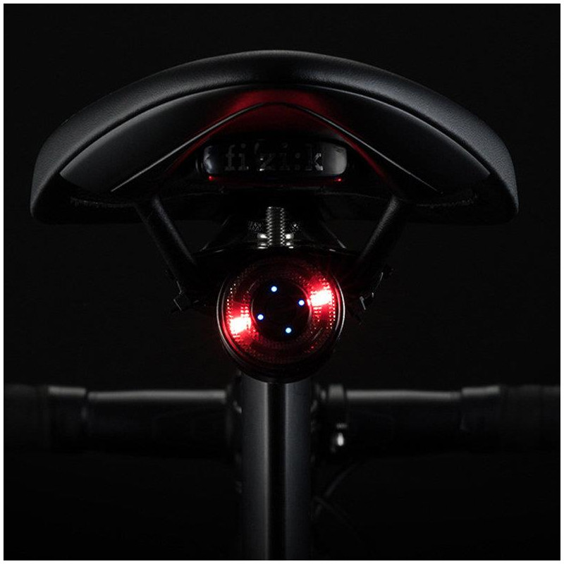 LED galinis dviračio žibintas su mikro USB raudona lempute 5 režimai juodi