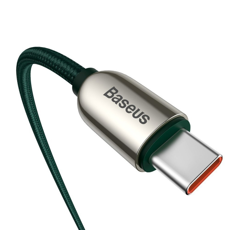 Pintas kabelis USB-C USB-C 100W su galios matuoklio ekranu 1 m žalias