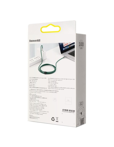 Pintas kabelis USB-C USB-C 100W su galios matuoklio ekranu 1 m žalias Pintas kabelis USB-C USB-C 100W su galios matuoklio ekranu 1 m žalias