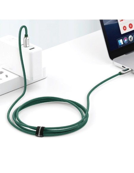 Pintas kabelis USB-C USB-C 100W su galios matuoklio ekranu 1 m žalias Pintas kabelis USB-C USB-C 100W su galios matuoklio ekranu 1 m žalias