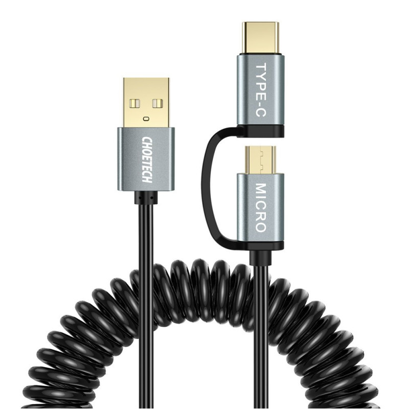 USB kabelis – USB Type C micro USB 1.2m 2in1 juodas