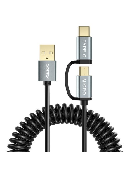 USB kabelis – USB Type C micro USB 1.2m 2in1 juodas USB kabelis – USB Type C micro USB 1.2m 2in1 juodas
