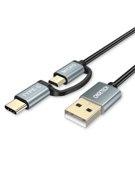 USB kabelis – USB Type C micro USB 1.2m 2in1 juodas USB kabelis – USB Type C micro USB 1.2m 2in1 juodas