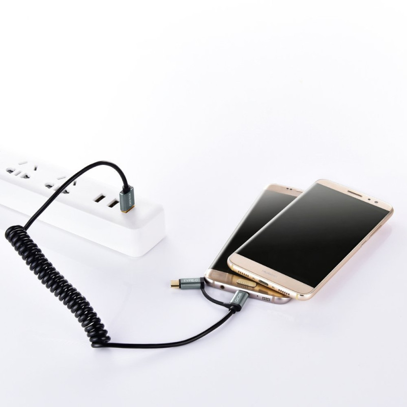 USB kabelis – USB Type C micro USB 1.2m 2in1 juodas