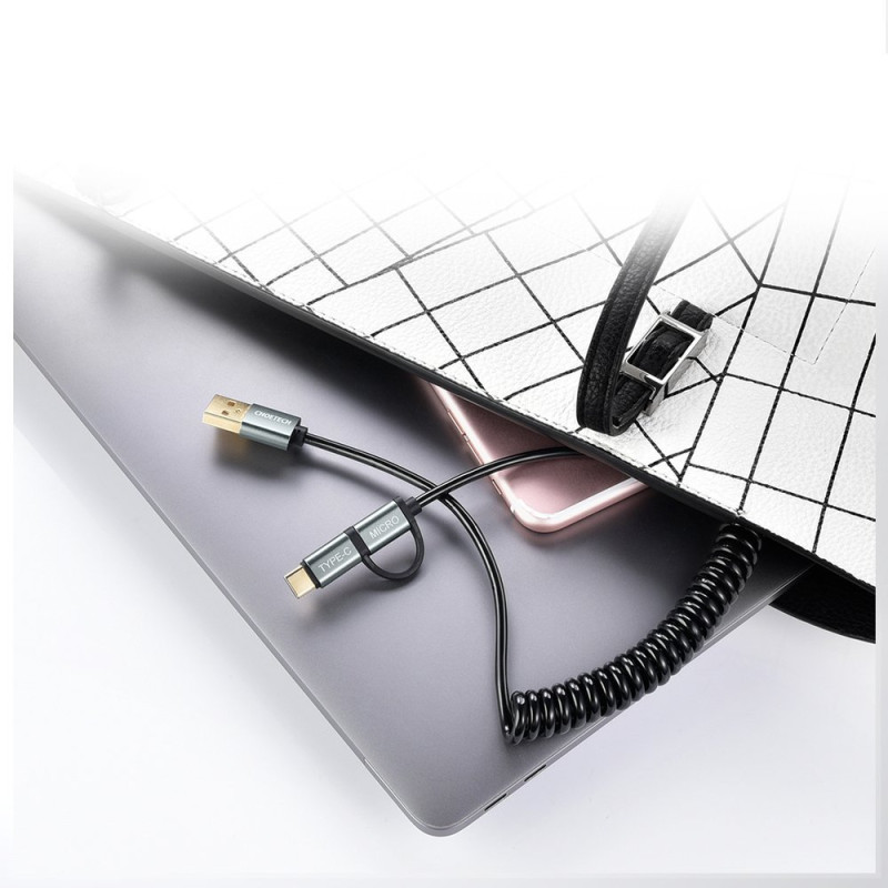 USB kabelis – USB Type C micro USB 1.2m 2in1 juodas