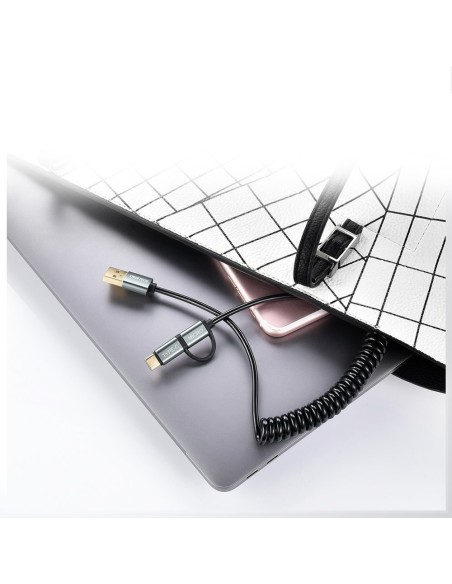 USB kabelis – USB Type C micro USB 1.2m 2in1 juodas USB kabelis – USB Type C micro USB 1.2m 2in1 juodas