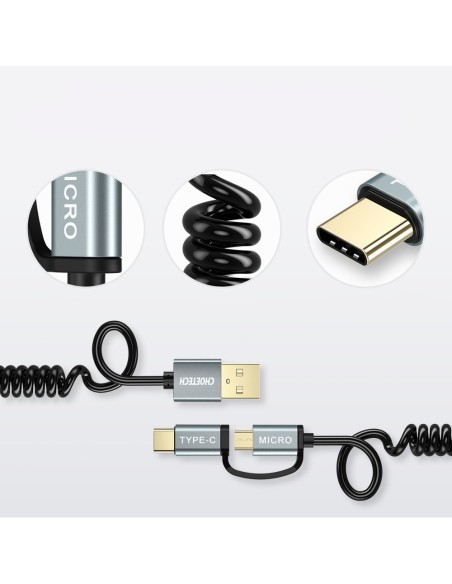 USB kabelis – USB Type C micro USB 1.2m 2in1 juodas USB kabelis – USB Type C micro USB 1.2m 2in1 juodas