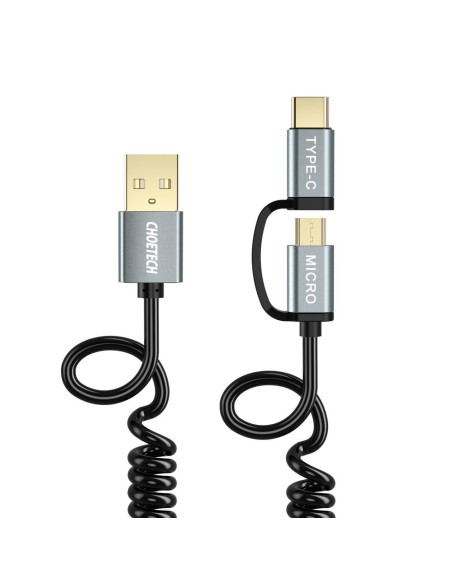 USB kabelis – USB Type C micro USB 1.2m 2in1 juodas USB kabelis – USB Type C micro USB 1.2m 2in1 juodas