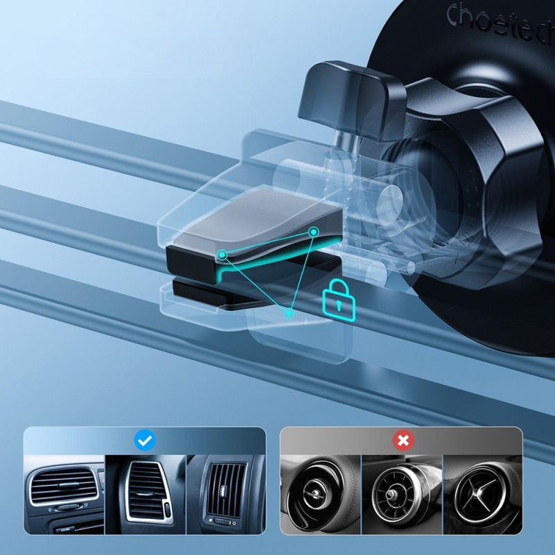 Magnetinis automobilinis laikiklis iPhone ventiliacijos grotelėms juodas