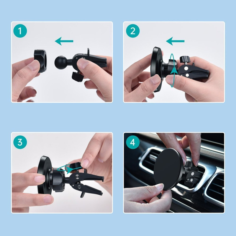 Magnetinis automobilinis laikiklis iPhone ventiliacijos grotelėms juodas