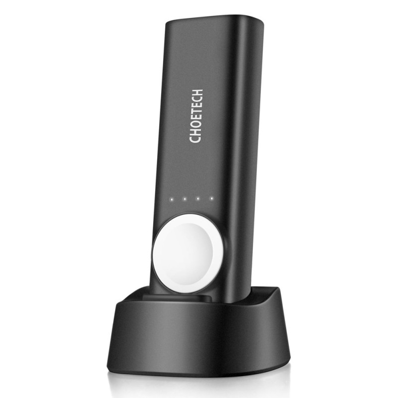 Powerbank 5000mAh USB 2.1A + Qi MFI belaidis įkroviklis Apple Watch juodas