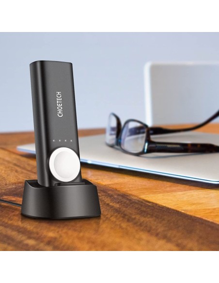 Powerbank 5000mAh USB 2.1A + Qi MFI belaidis įkroviklis Apple Watch juodas Powerbank 5000mAh USB 2.1A + Qi MFI belaidis įkroviklis Apple Watch juodas