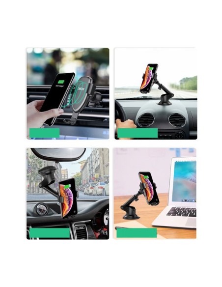 10 W Qi belaidis įkroviklis + prietaisų skydelio laikiklis, 1,2 m juodas mikro USB laidas 10 W Qi belaidis įkroviklis + prietaisų skydelio laikiklis, 1,2 m juodas mikro USB laidas