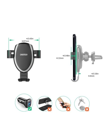 10 W Qi belaidis įkroviklis + prietaisų skydelio laikiklis, 1,2 m juodas mikro USB laidas 10 W Qi belaidis įkroviklis + prietaisų skydelio laikiklis, 1,2 m juodas mikro USB laidas