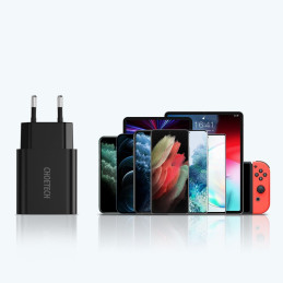 USB įkroviklis 18W Power Delivery juodas