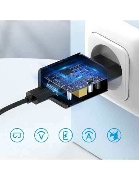 USB įkroviklis 18W Power Delivery juodas